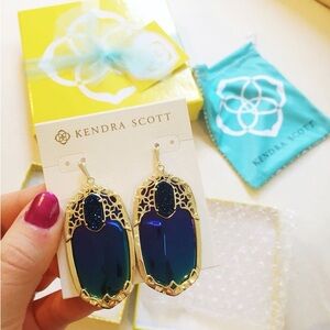 Kendra Scott Iridescent Blue-Green Deva Drop Earrings
